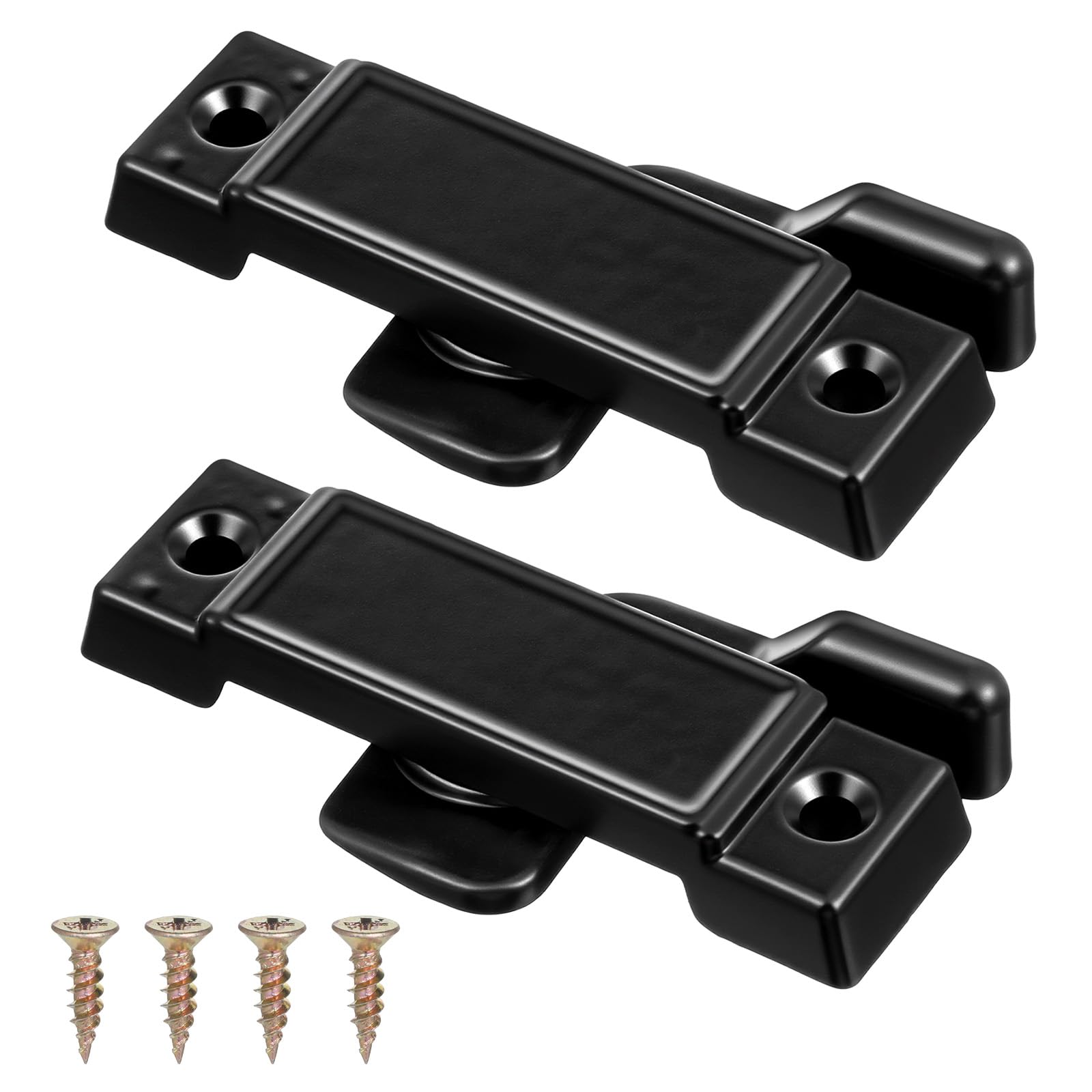 2 Pcs Windows Sash Locks Compatible for Vertical & Horizontal Sliding Windows Latch Replacement 2-1/4'' Mounting Hole Centers Sash Lock with Screws for Security(Black)