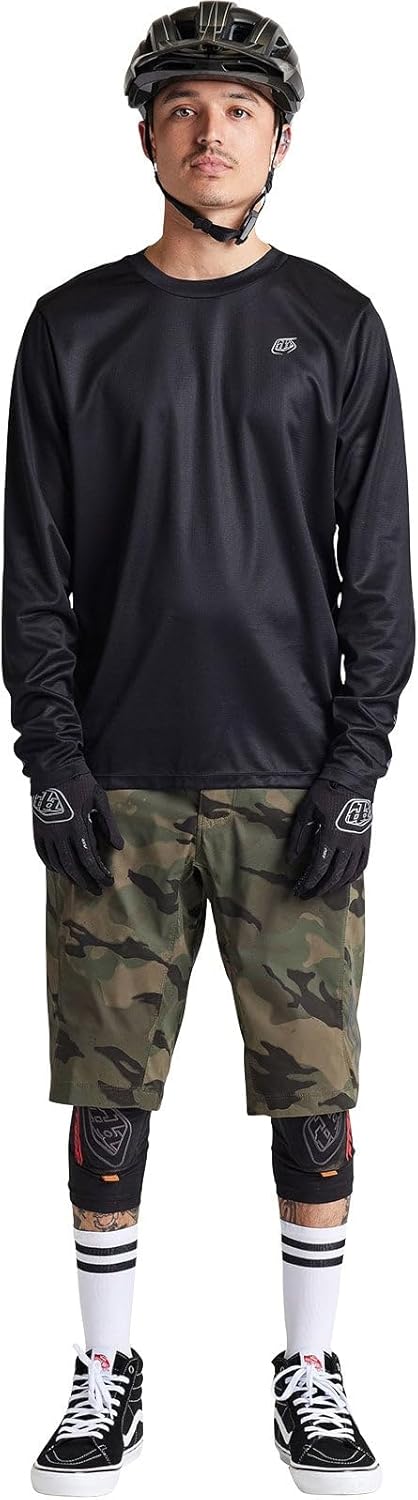 Troy Lee Designs Cycling MTB Bicycle Mountain Bike Jersey Shirt for Men, Flowline LS (Black, Small)