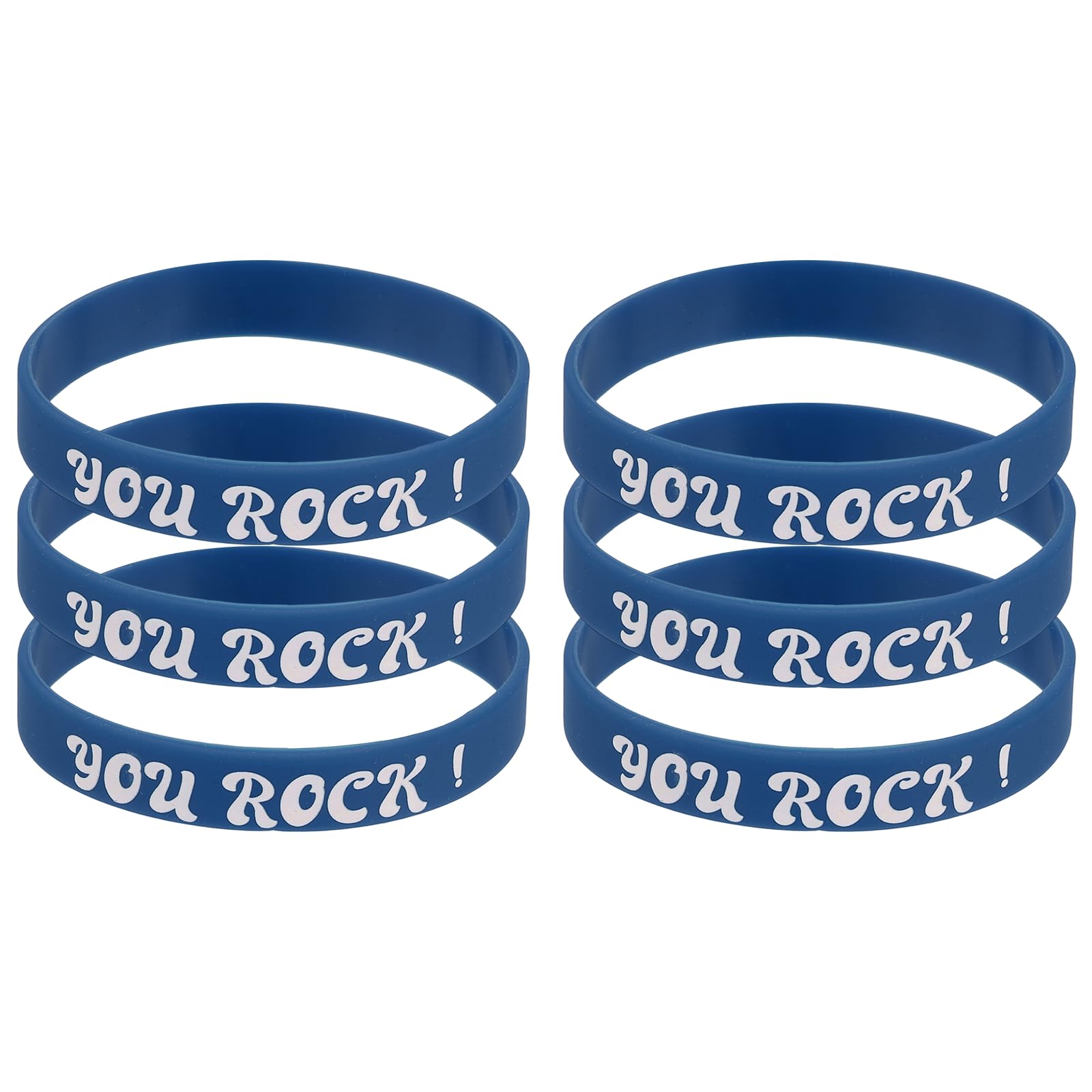 PATIKIL 6Pcs You Rock Motivational Wristbands, Personalized Bands with Text Silicone Wristbands Custom Rubber Bracelets for for Fitness Workouts Exercise Basketball, Dark Blue