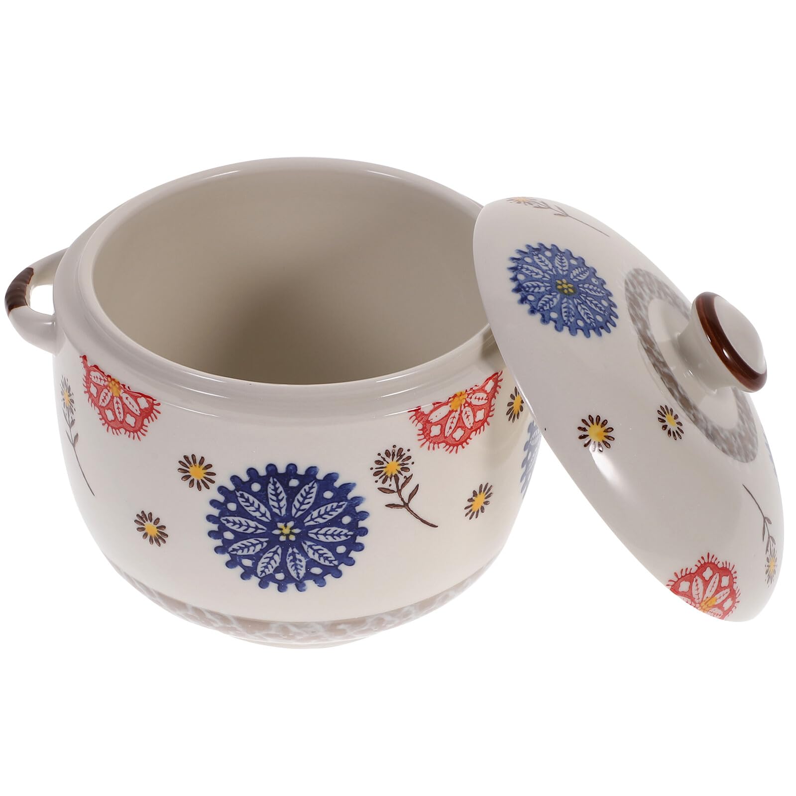 Bol à Ragoût en Céramique Japonaise 1000ml avec Couvercle Design sans Bavures, pour Décoration de Festival et Usage Quotidien Pratique