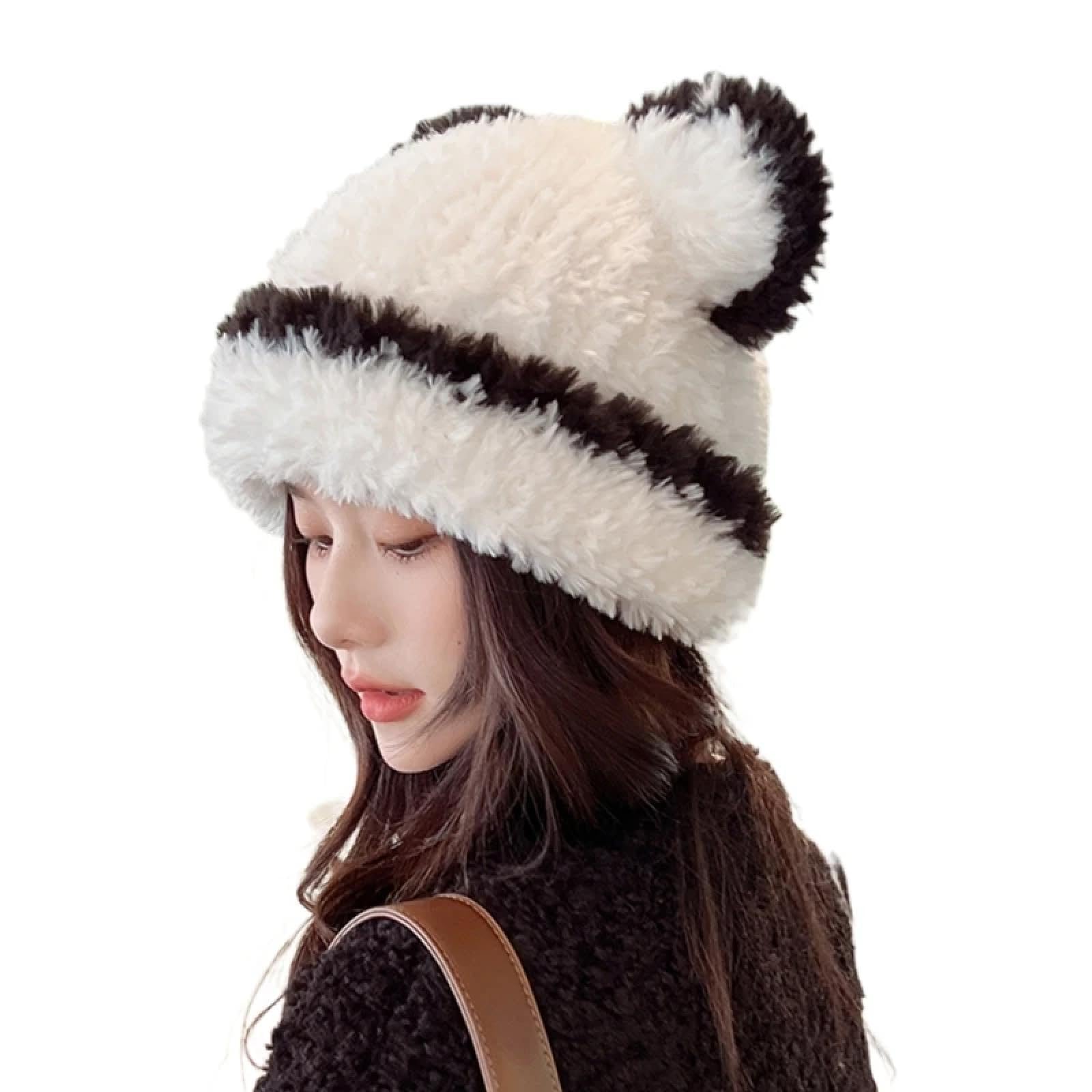 Gorros De Punto para Sombrero Tejido Beanie Sombrero De Oso Orejas Gorro De Invierno para Niñas