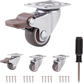Sevenpers Ruote Per Carrello 25mm,Rotelle Per Mobili Pesanti Ruote Silenziose grigio,4 Pezzi Ruote Girevoli Per Mobili Per Trasporto Pobili Industria(2 pezzi sin freno,2 pezzi con freno)