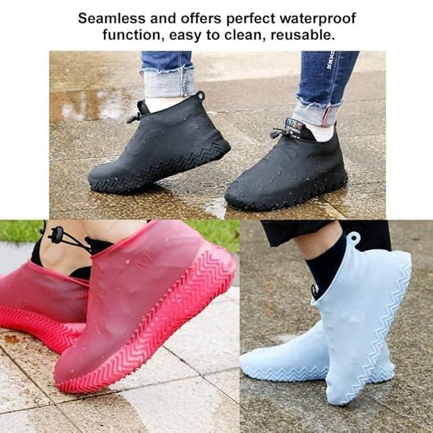 Image of 2 Set Water Proof Shoes Cover, Waterproof Shoe Cover for Trekking Travel, Rain Coat for Shoes, Rains Shoes Covers, Waterproof Silicone Shoe Cover with Non Slip Grip,Foldable Reusable Rain Protection