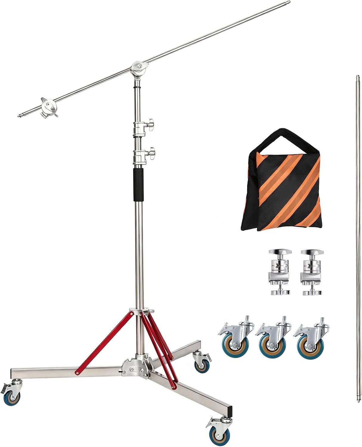 Soporte pesado con brazo extensible y ruedas 310 cm acero inoxidable miniatura 1