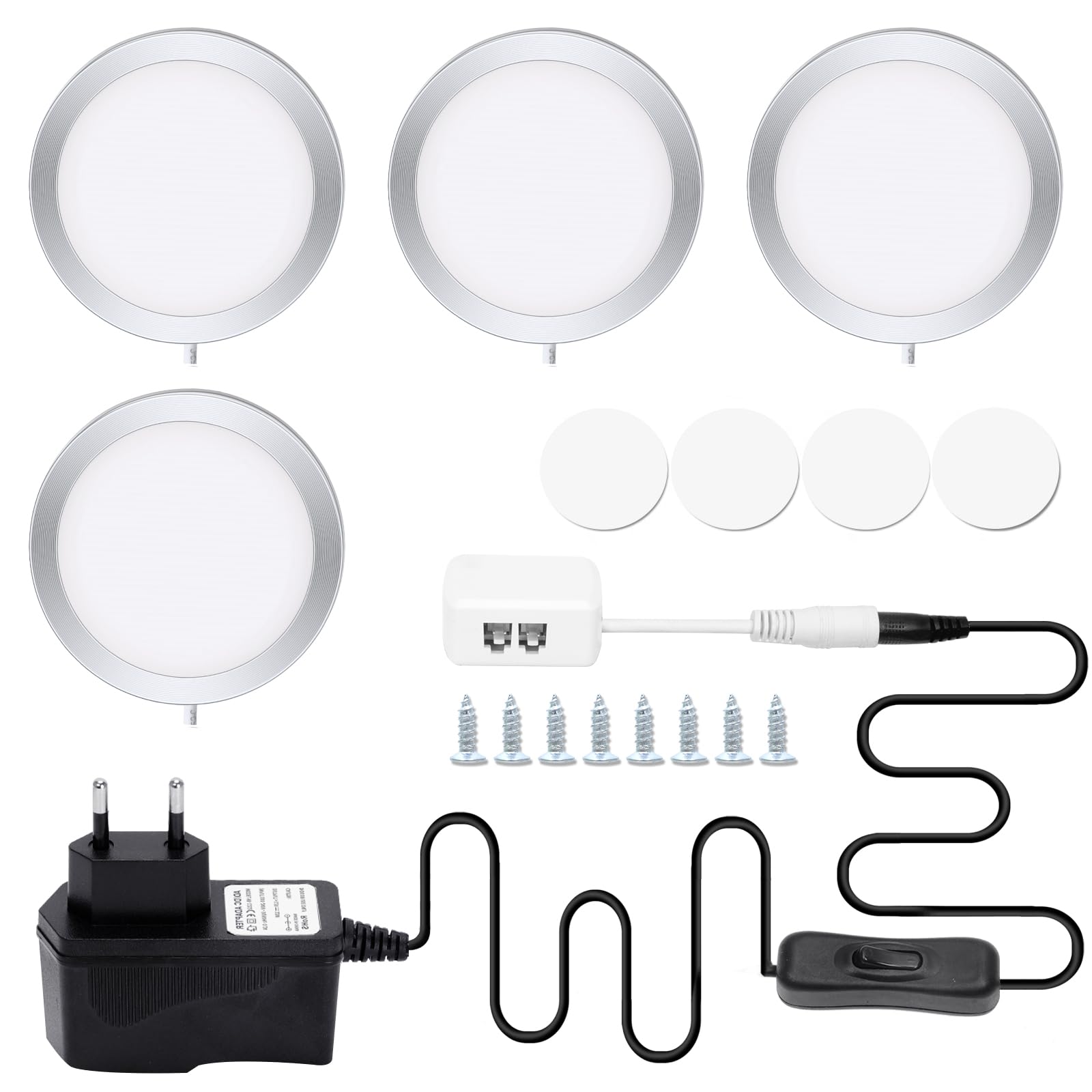 4er Set LED Unterbauleuchten Für Küche & Schrank – 1000LM, Warmweiß, 8W | Schrankbeleuchtung Mit Netzteil & Montagezubehör