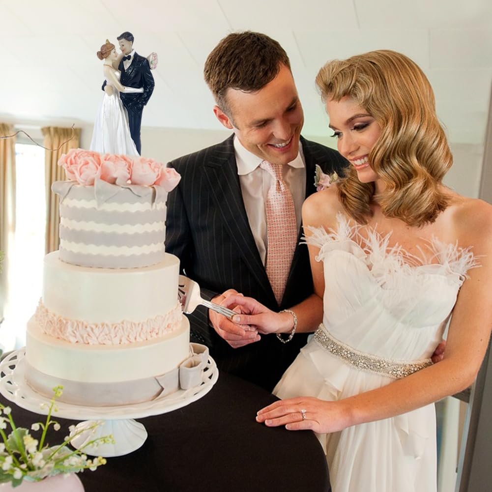 Bride and Groom Wedding Cake Toppers PLNVNVP Cute Resin Couple Figurine for Wedding Cake Decoration Just Married Celebration Anniversary Party Desktop Home Decor Car Ornaments - Image 3