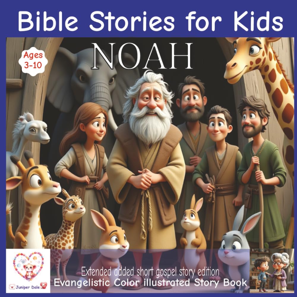 Bible stories for kids: Noah | Pixar style illustrated bible story | Ages 3-10 | Additional contemporary gospel story | Extended