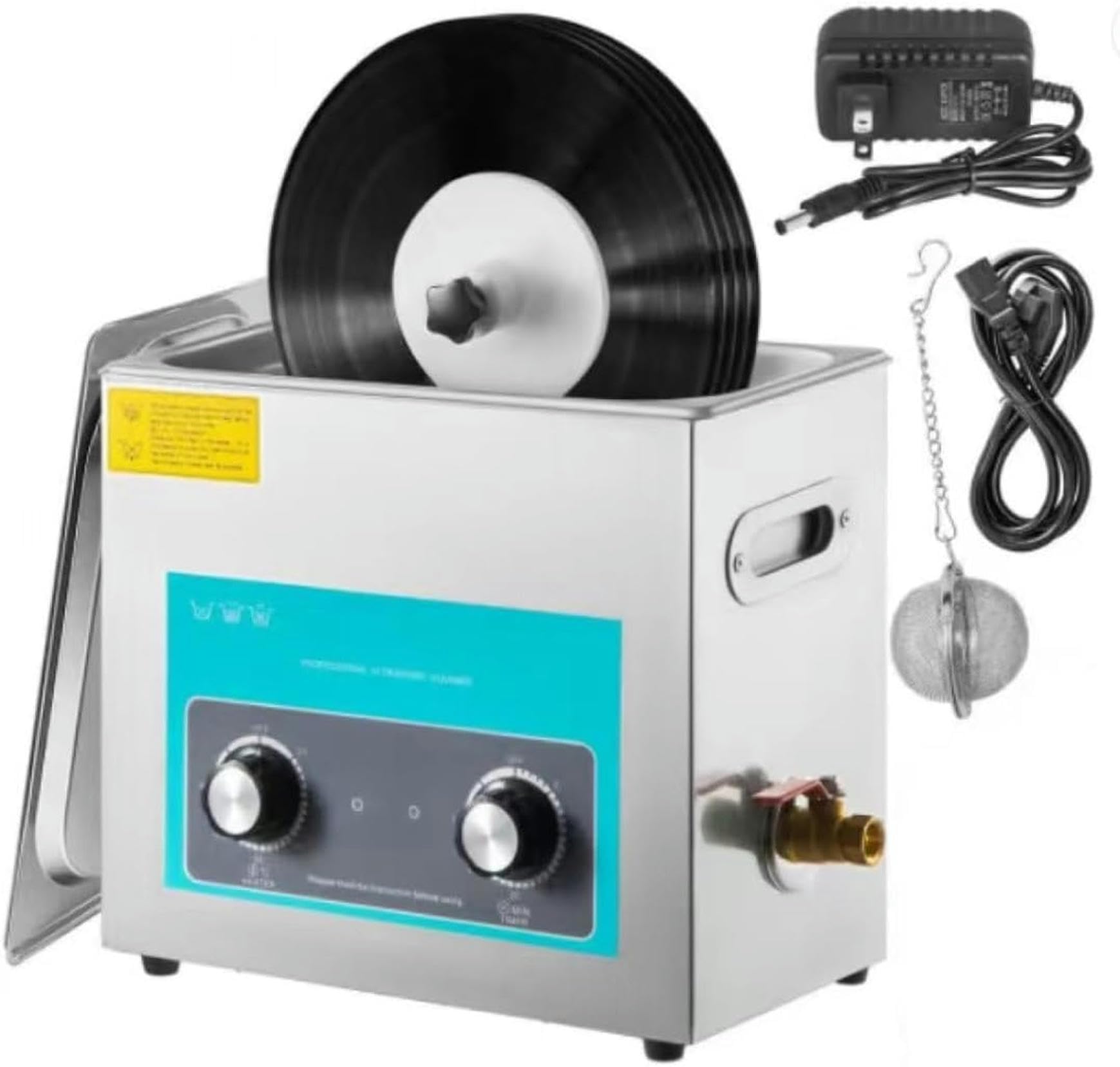 Ultraschallreiniger Von Vinylscheiben, 6 L Kommerzieller Edelstahl -Scheibenreiniger, 6 Teile Gleichzeitig, Timer Von 0 Bis 30 Minuten ~//