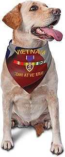 Vietnam Veteran Combat Wounded with Purple Heart Triangle Dog Bandana Scarf Accessories for Pet Bibs