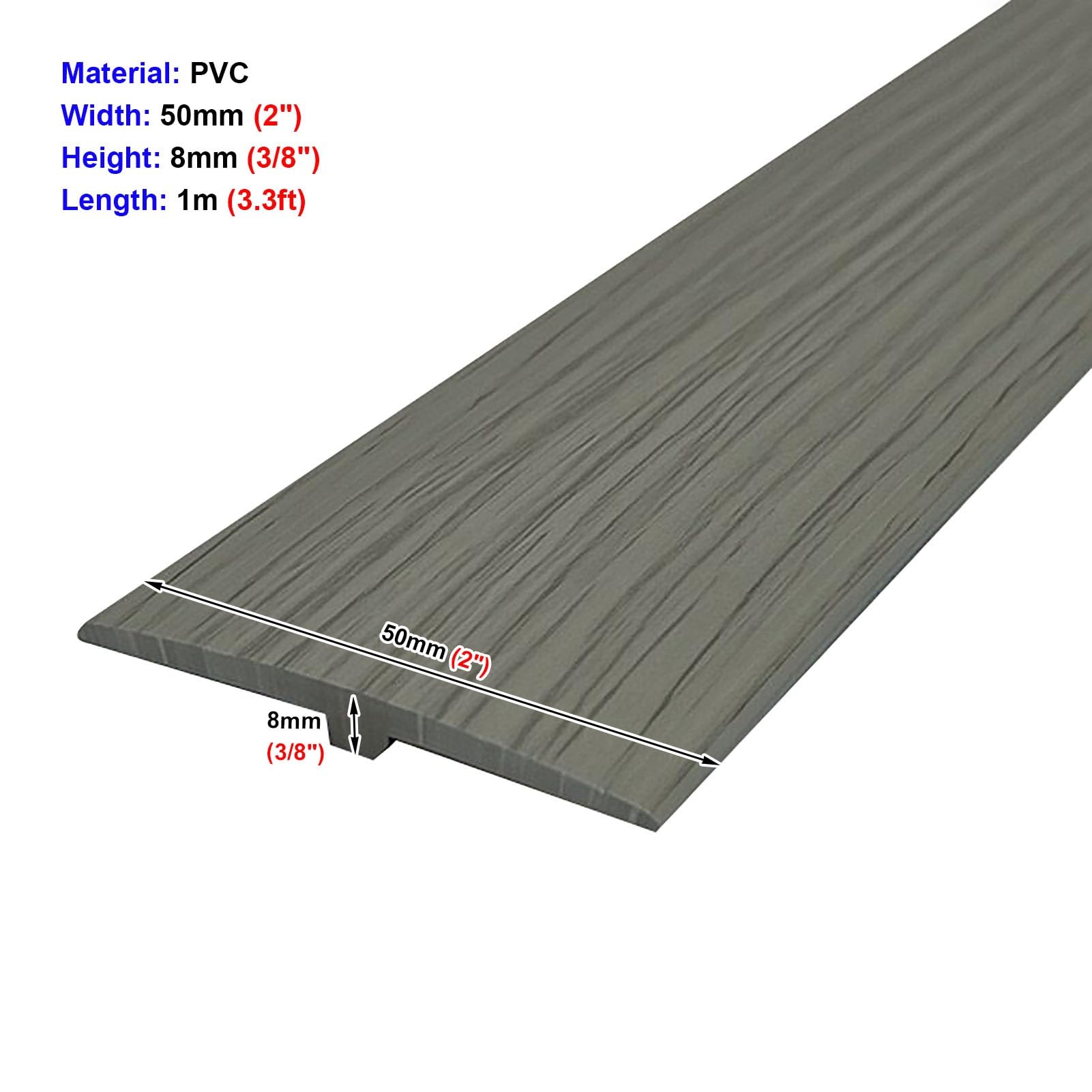 Perfil de Transición para Suelo Perfil de Transición de PVC con Acabado Imitación Madera Y Autoadhesivo, Reductor de Borde de Alfombra en Forma de T, Cubierta Flexible
