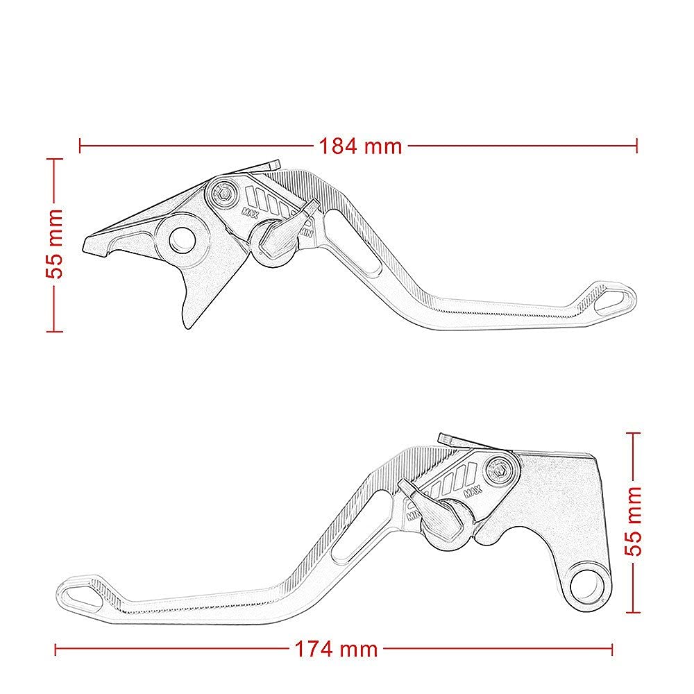 Levier d'embrayage De Frein Moto pour Rebel pour CMX 500 300 VT750 pour Phantom pour Shadow NC750 S/X pour Fury VTX1300CX Leviers d'embrayage Frein (Color : Argent)