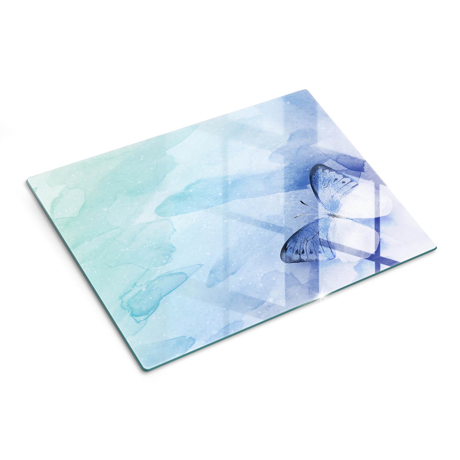 Protezione per piano di lavoro e tagliere in vetro 40x30 cm Farfalla Blu