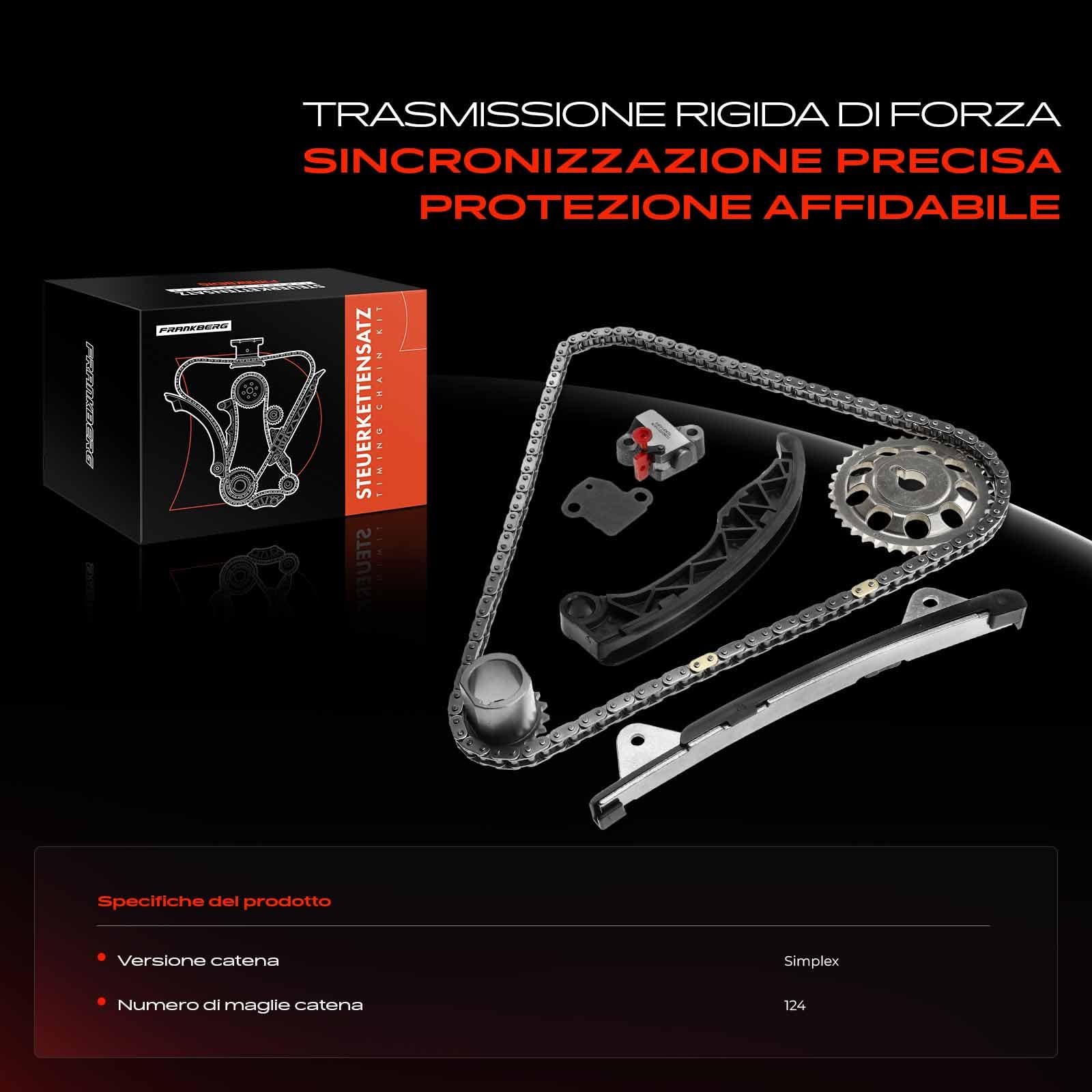 Frankberg Kit catena di distribuzione 6 pezzi 1350621020 | Compatibile con: 23:07 PN, QI J1, C1 PM PN, S.i.r.i.o.n M3, Cuore VII L275 L276 L285, Aygo B1