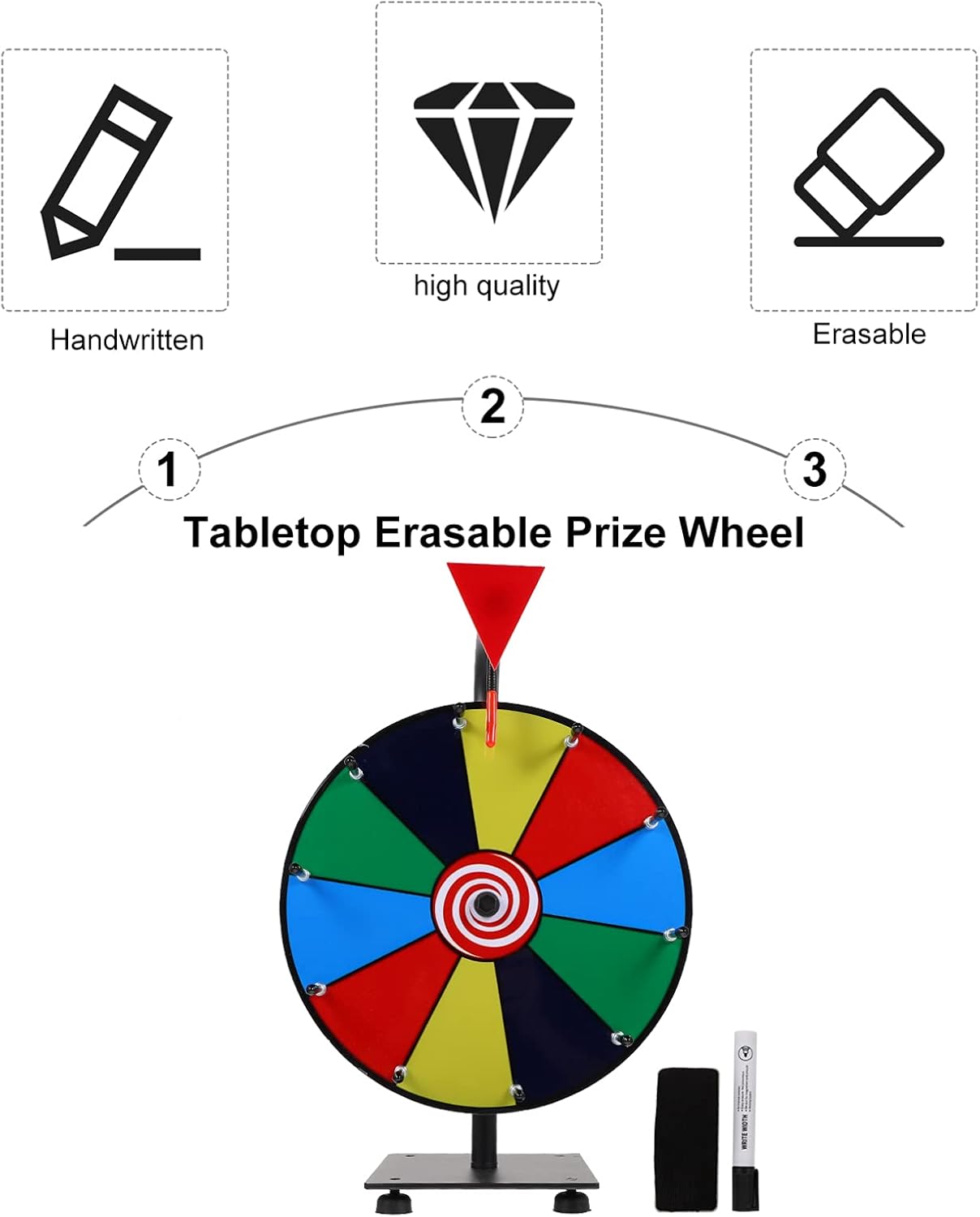 VANZACK Erasable Prize Wheel for Company Events 1 Set Sturdy Lightweight Spinning Wheel Slots Fun Game for Parties and Fundraisers