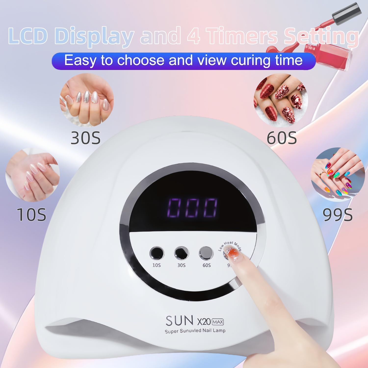 Lampada UV LED 320W 72 LED per Unghie, Sensore Automatico, 4 Timer, Asciugatura Rapida per Mani e Piedi