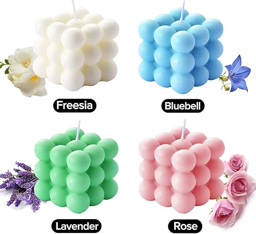 Miniatura 3 de Juego de 4 velas perfumadas de cubo de burbujas para mujer, velas para decoración del hogar, paquete de 4 velas de aromaterapia de cera de soja de