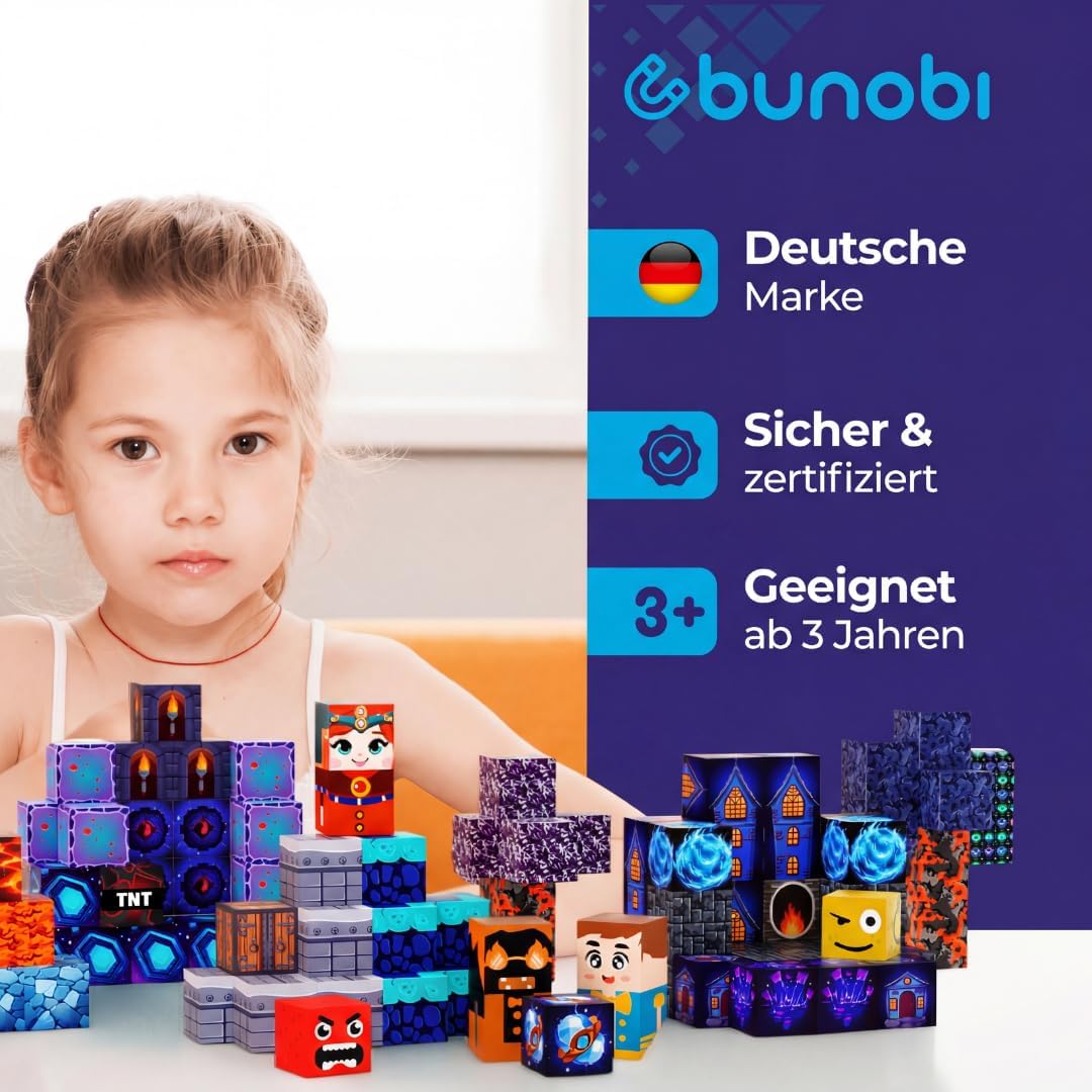 Blocchi di costruzione magnetici 100 pezzi (2 cm) – Set di cubi magnetici – Giocattolo di costruzione magnetico castello – Giocattolo educativo Montessori & STEM