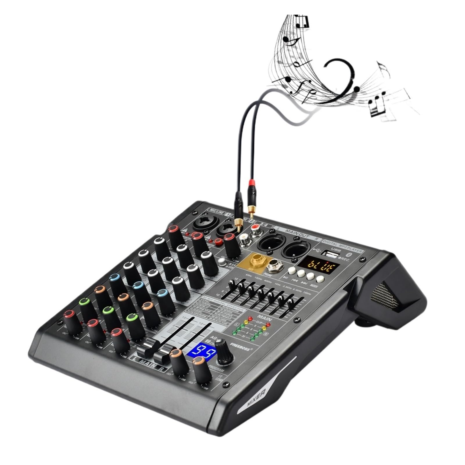 Mikser DJ-ski, 4-kanałowa konsola miksująca 99 efektów DSP Odtwarzanie USB Nagrywanie na komputerze Bluetooth Mikser dźwięku Impreza domowa 48V Mix Table AG-AT4