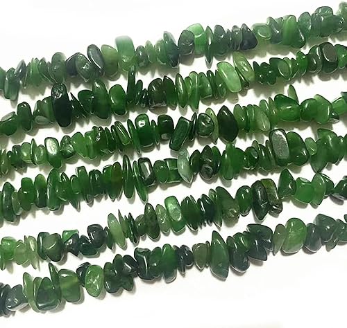 Miniatura 3 de jodaying Juego de pulseras de grava curativa de piedras preciosas de jade de Canadá verde natural de 0.276-0.315 in, cuentas de piedra irregular,