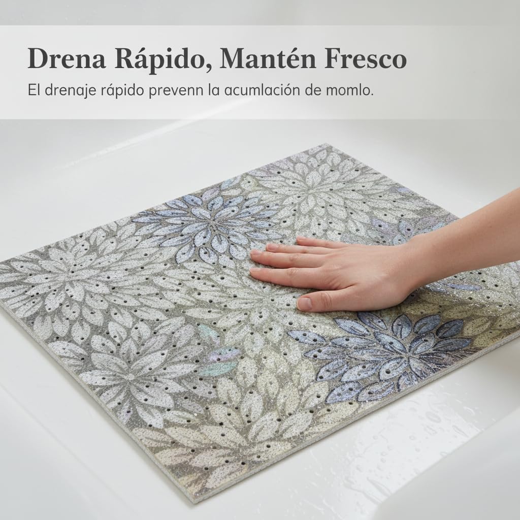 Tappetino da Bagno in PVC Antiscivolo, 60x90cm (Anello cavo) | Superficie lavabile, Tappeto Funzionale, doccia, Per amanti del design