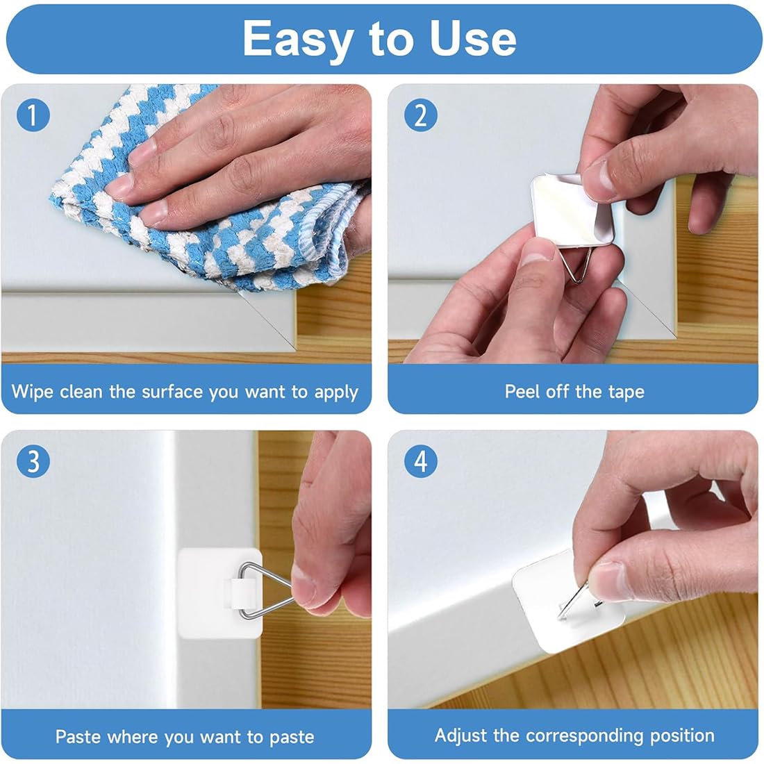 JEYORZY 10 pcs Adesivo Appendi Quadro, Appendi Piatti da Parete Adesivi, Ganci Adesivi per Quadri Muro, Appendere Quadri Senza Chiodi per Foto, per Immagini, Puzzle, Immagini su Tela, Poster(quadrato)