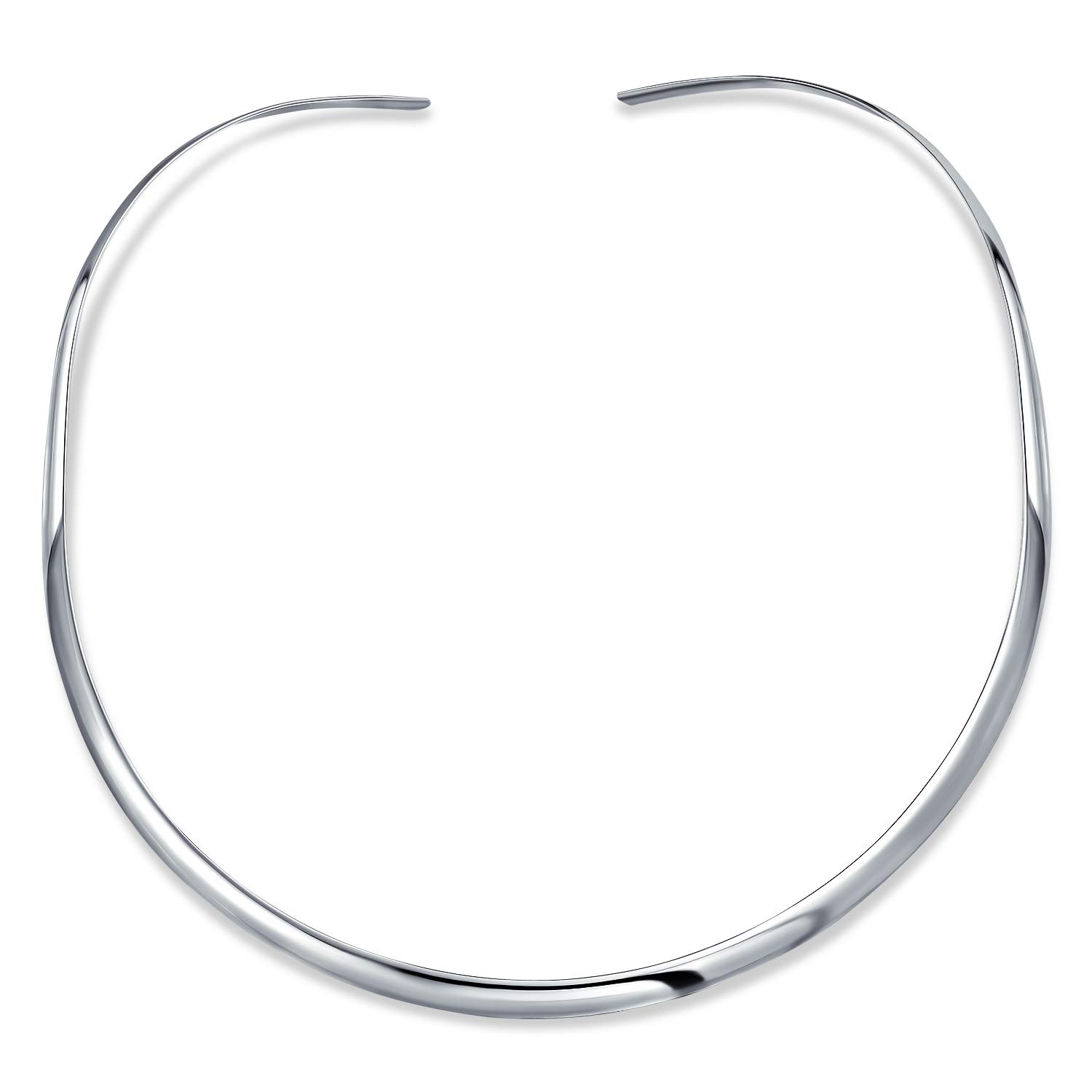 Bling Jewelry Einfache, Dünne, Flache Halsreif-Schieberegler, Offener Kragen, Konturierte Statement-Halskette Für Frauen .925 Silber Sterling, Anhänger 4Mm