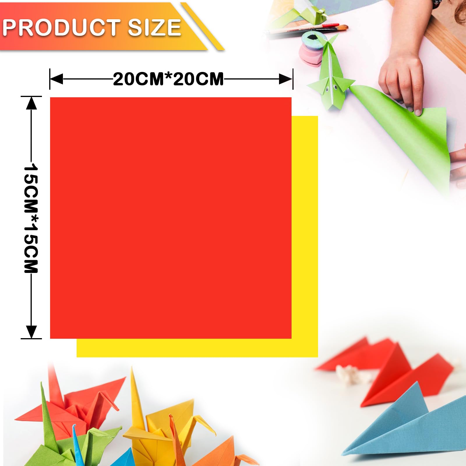 Papier Origami, 200 Feuilles Papier Se Pliant Facile Coloré , 20 Couleurs Pour Débutant Origami Fait Main Bricolage,Bricolage Adulte Enfants, Décoration à La Papier Origami.(15 X 15cm