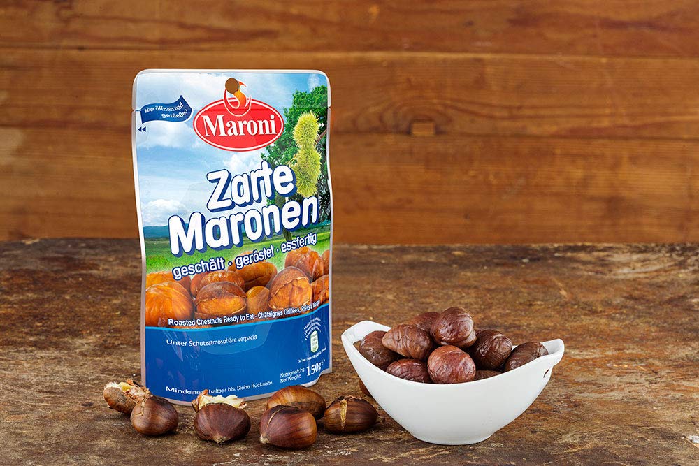 6er Pack 150g Zarte Maronen - geschälte, geröstete Esskastanien