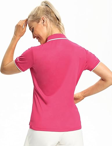 Miniatura 5 de Hiverlay Camisas de golf para mujer, camisas polo para mujer, UPF 50+, ligeras, de secado rápido, con cuello de tenis, camisas diarias de trabajo