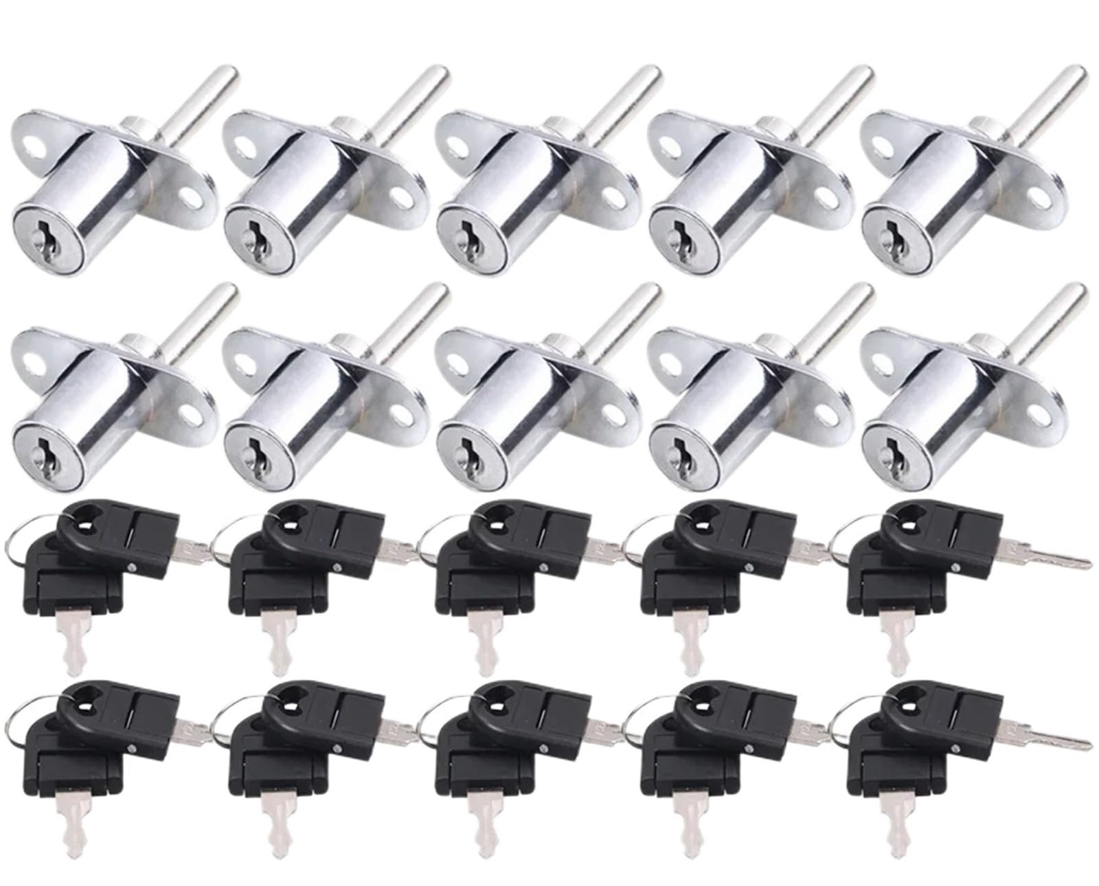 Desk Drawer Lock 3PCS Cylinder Triple Lock Office File Desk Cabinet Drawer Front Furniture Hardware Zinc Alloy(Black,19mm)