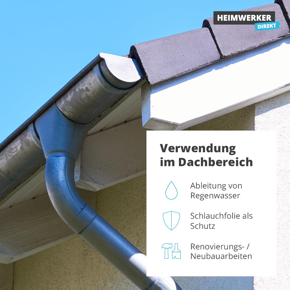 Alfa 100m Dachrinnenschlauch Ø 130mm Profi Fallrohr-Ersatz LDPE-Folie