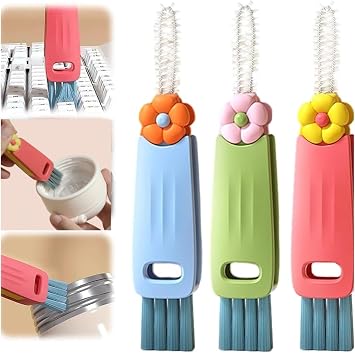 3Pcs 3 in 1 Cup Lid Cleaning Brush, New Crevice Cleaning Brush for Bottle Gap Tight Spaces Cup, Straw Cleaner Brush, Portable Cup Lid Cleaner with Brush, Cleaning Brush for Sealed Food Storage