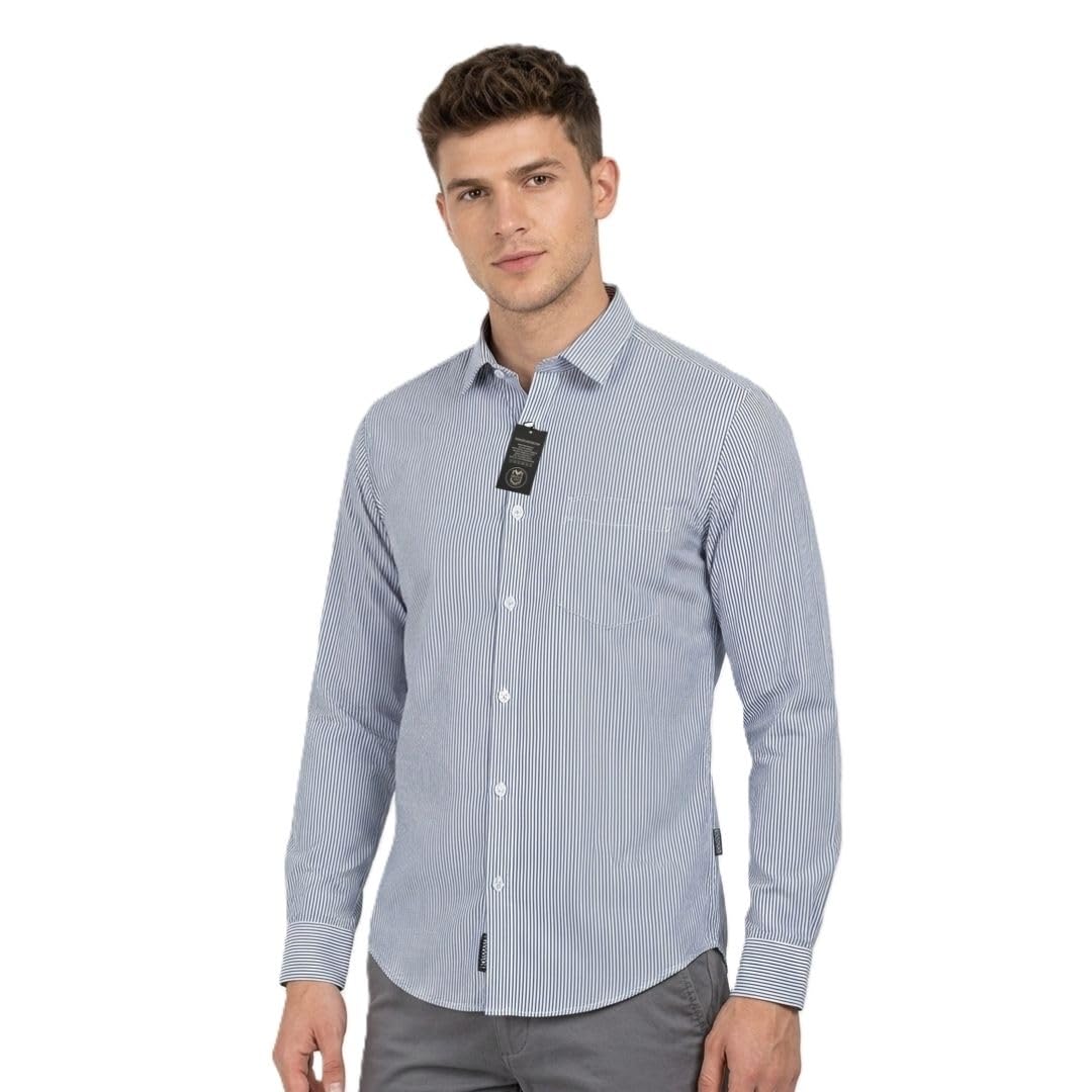 Men’s Striped Casual Shirt for Men Regular Fit Full Sleeve Cotton Blend Formal Shirt with Pocket-picture-16