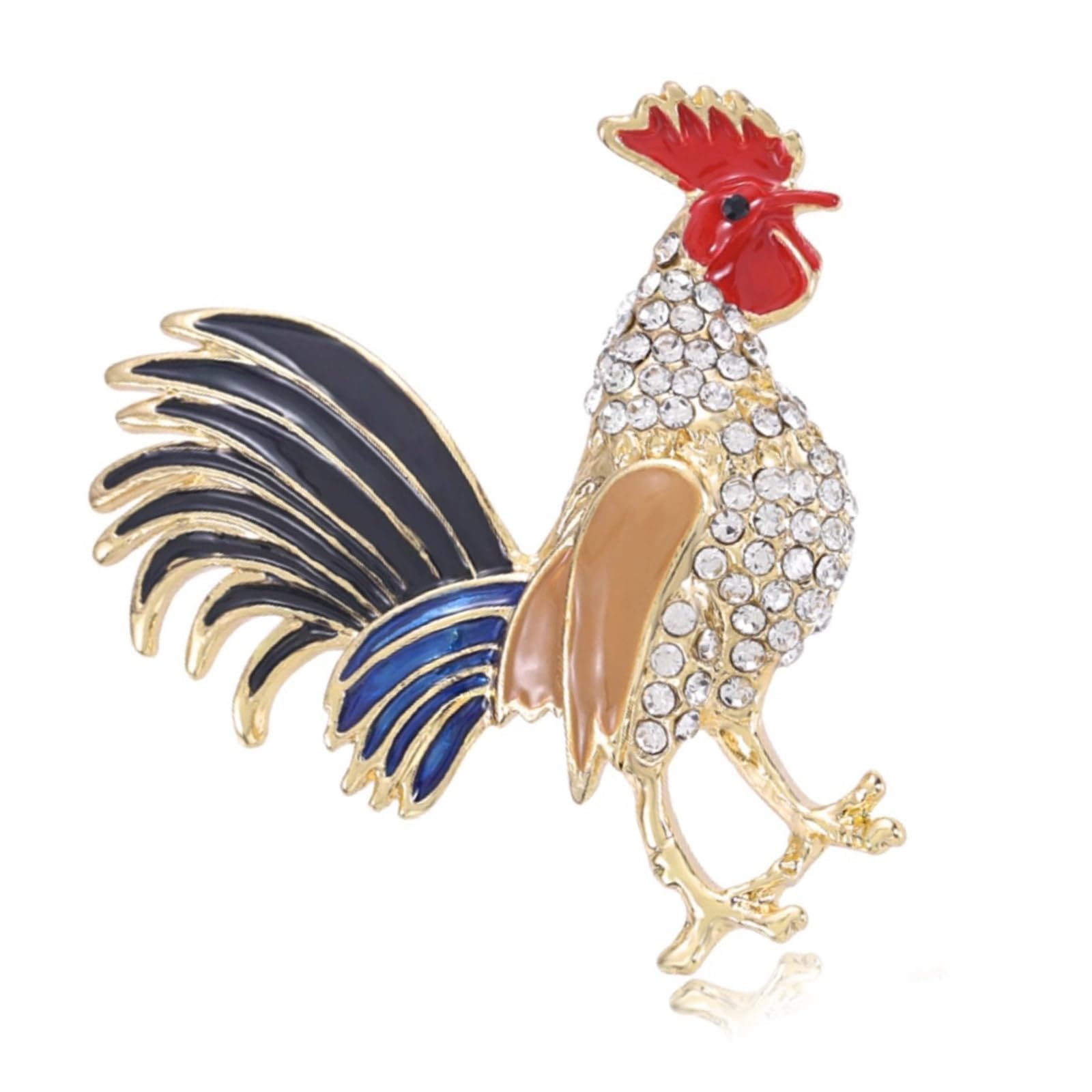 Yuxita Men's As Shown In The Pictures Colorful Crystal Rooster Brooch Pin Multicolor Alloy Animal Jewelry For And Wo Party Birthday Daily Accessory