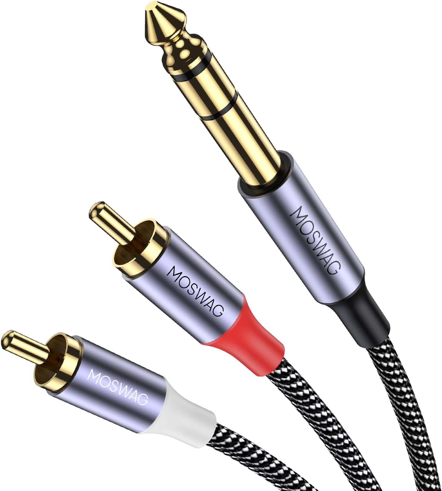 MOSWAG 1/4 inch TRS to Dual RCA Audio Cable,Gold Plated Copper Shell Heavy Duty 6.35mm 1/4 inch Male TRS to 2 RCA Male Stereo Audio Y Splitter Cable …