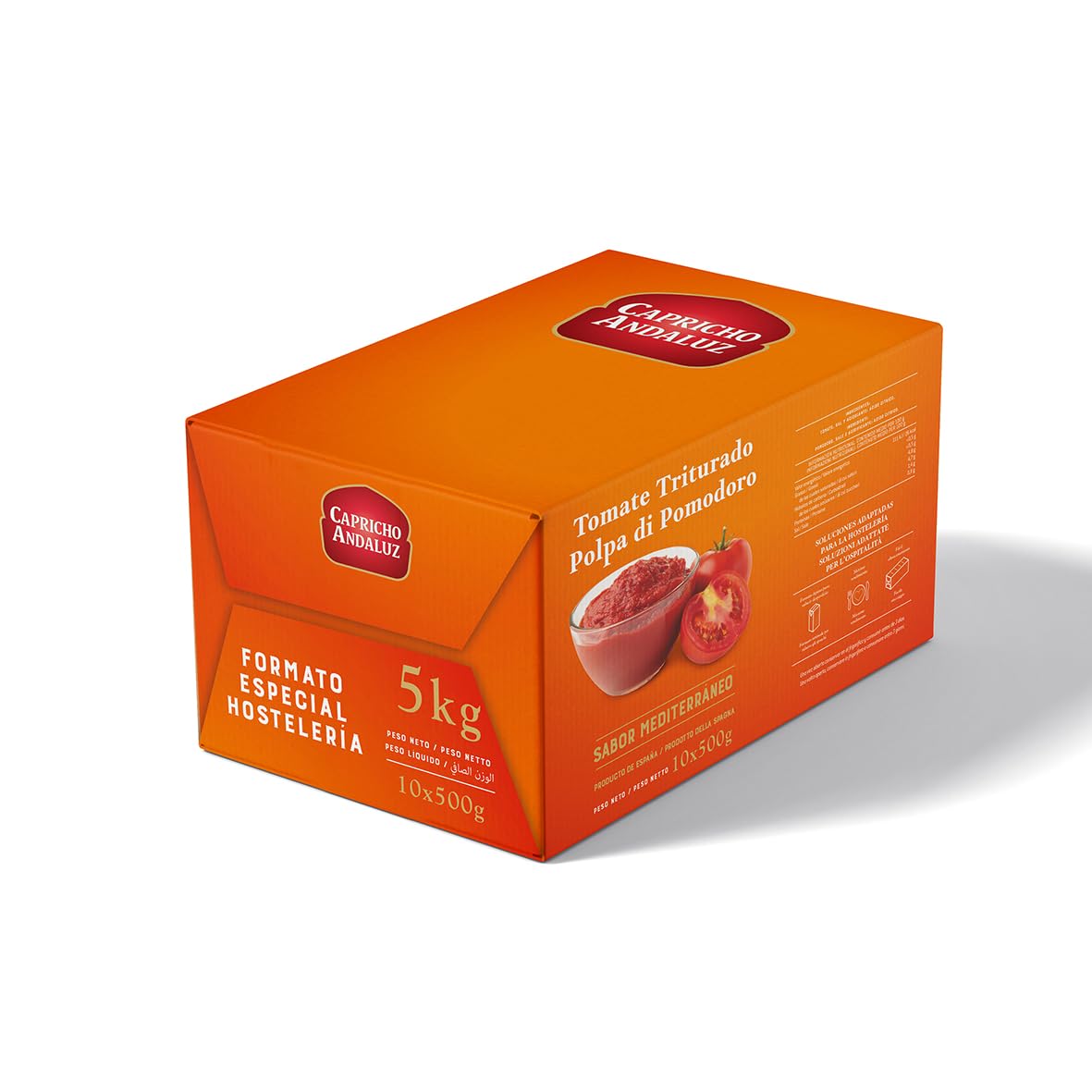 Capricho Andaluz - Tomate Triturado Natural Brik 500 g, Sabor Puro y Fresco, Sin Conservantes, Listo para Salsas, Guisos, Sopas y Recetas Caseras