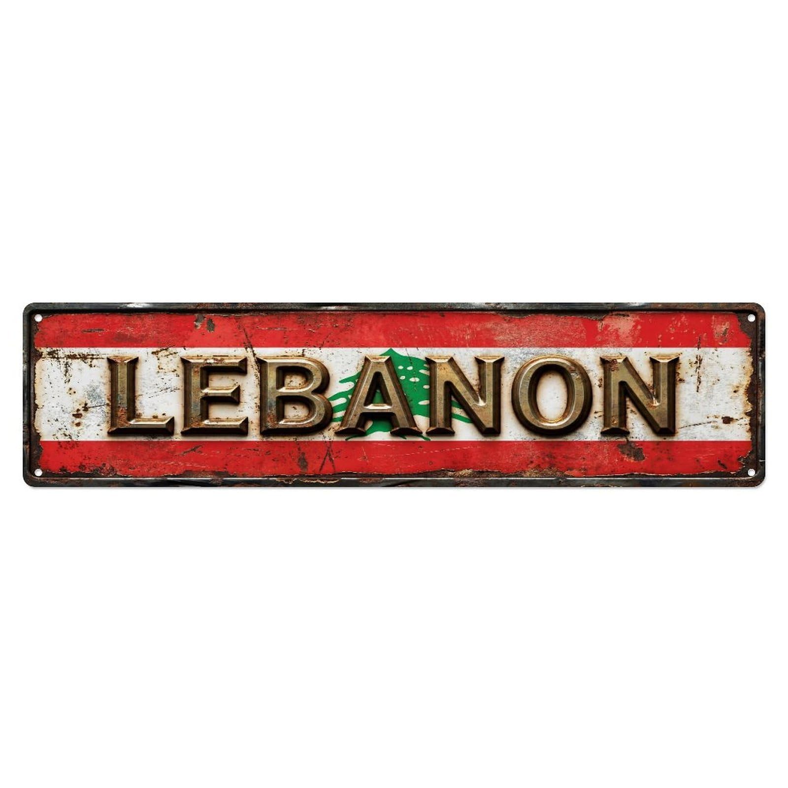Xanthor Style Metal Tin Sign Vintage Lebanon Flag Pattern