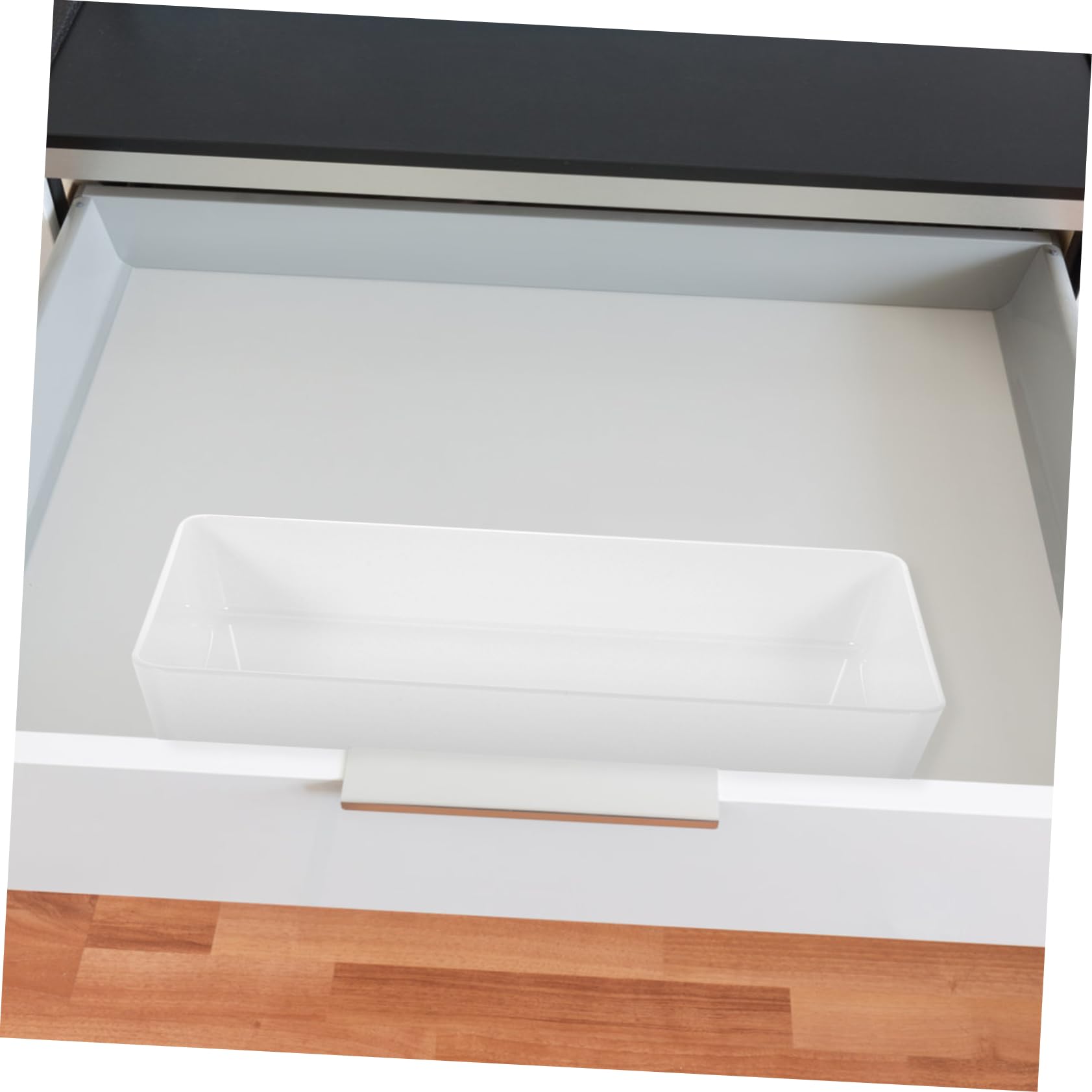 Operitacx Caja Organizadora para Cajones de Escritorio, 3 Piezas Pet Blanco | Borde Redondeado, Diseño Sencillo, Superficie Lisa y Uso Versátil para Baño y Maquillaje