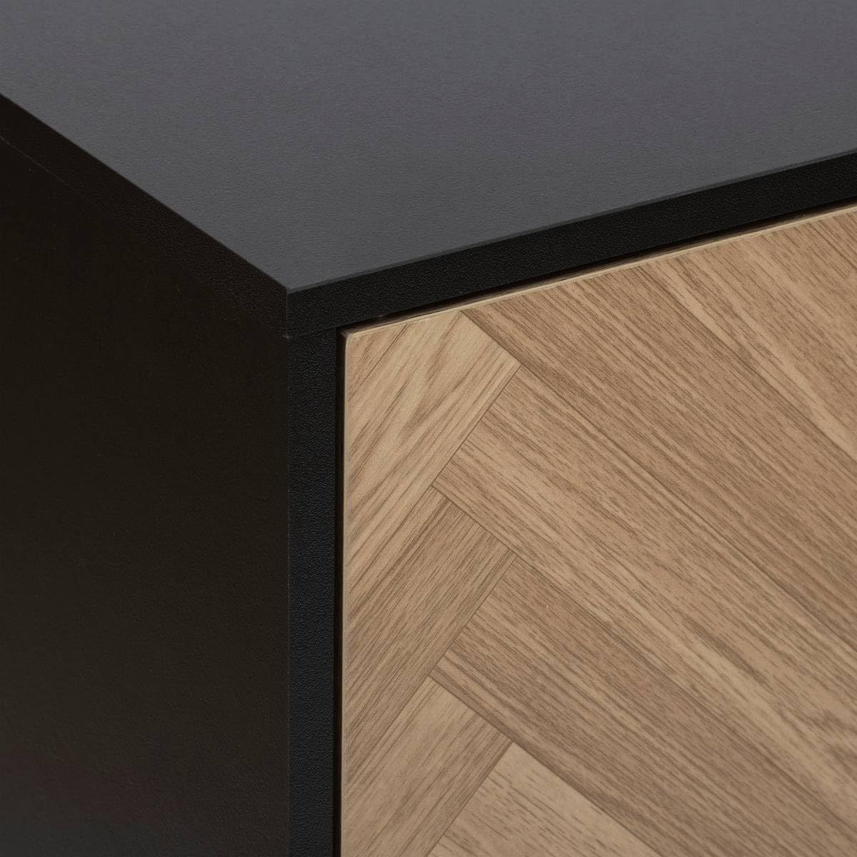 5five - Mueble de 6 estantes y 6 puertas con diseño Chevron - Efecto madera y negro - Forma cúbica - Almacenamiento práctico y práctico - Sala de estar, oficina, dormitorio