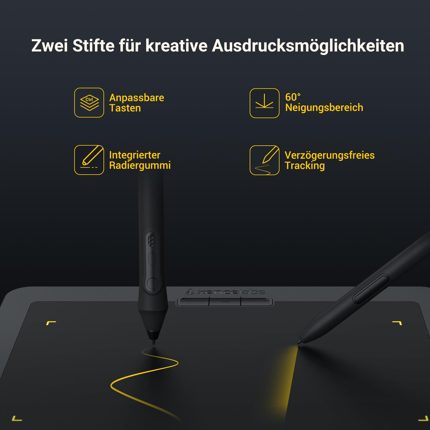 Xencelabs Pen Tablet Small Grafiktablett Wireless Professionelle Zeichentablett Ultradünnes Tragbares Stifttablett mit 2 Stiften 16:9 Zeichenpad Drawing Tablet für Windows-ARM/Windows/Mac/Linux