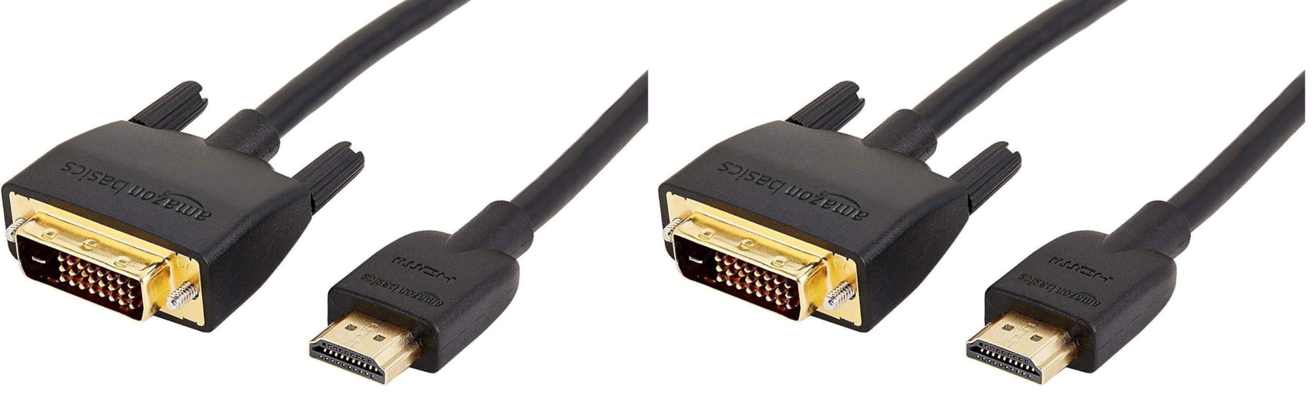 Amazon Basics HDMI to DVI Adapter Cable, Bi-Directional 1080P, Gold-Plated Connectors, 10 ft/3 m, Black (Pack of 2)