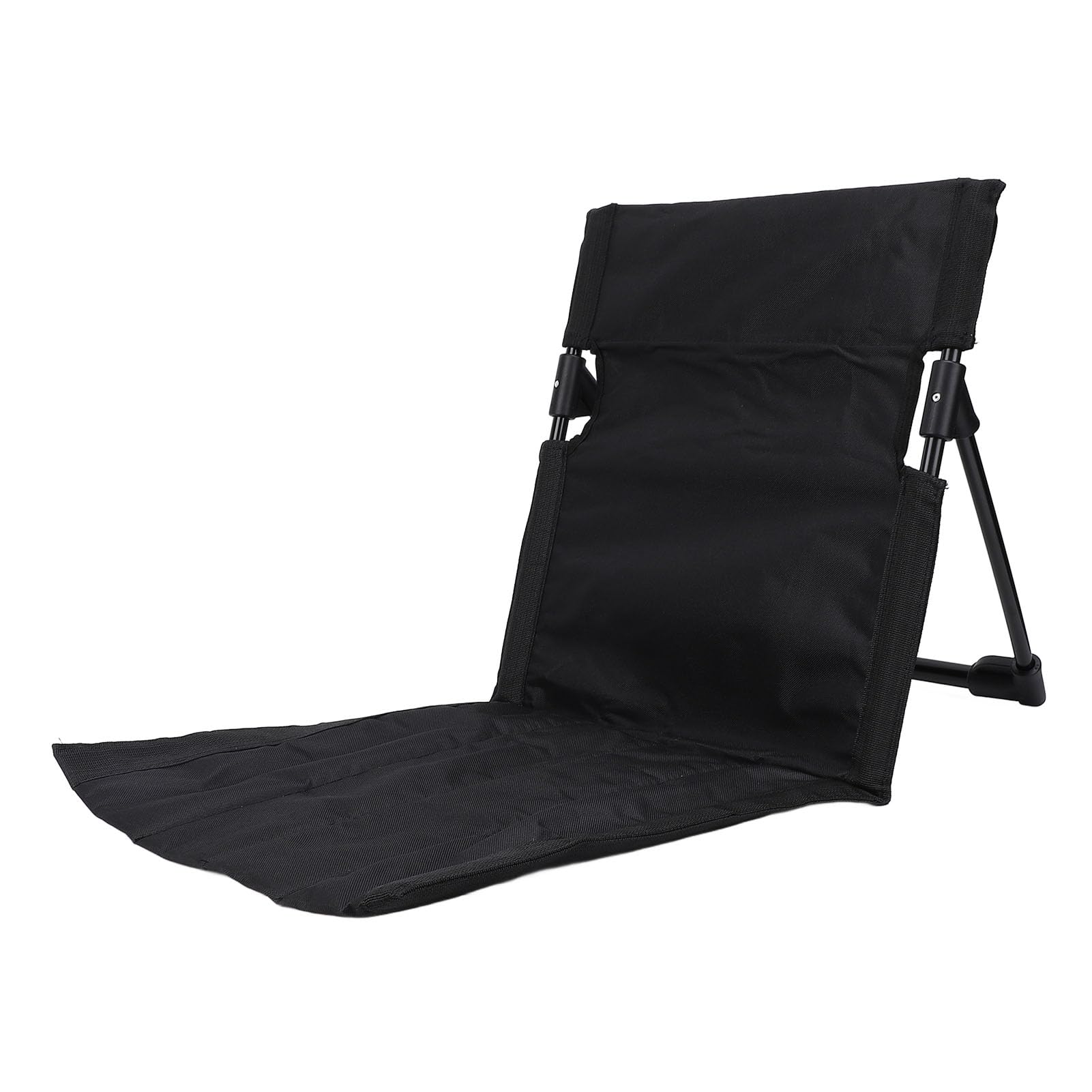 Leichter, Tragbarer, Zusammenklappbarer Bodenstuhl, Verstellbare Rückenlehne, Strand-Lounge-Stuhl für Outdoor-Camping-Angeln, Stuhl mit Rückenlehne (Black)