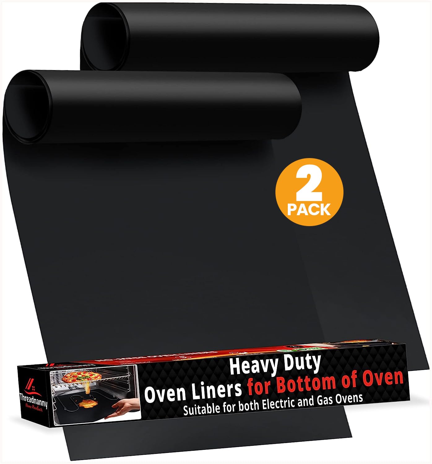 2 Pack Large Thick Heavy Duty Non Stick Teflon Oven Liners Mat, 17"x 25" BPA and PFOA Free, for Bottom of Electric Oven Gas Stove and Microwave Charcoal or Gas Grills