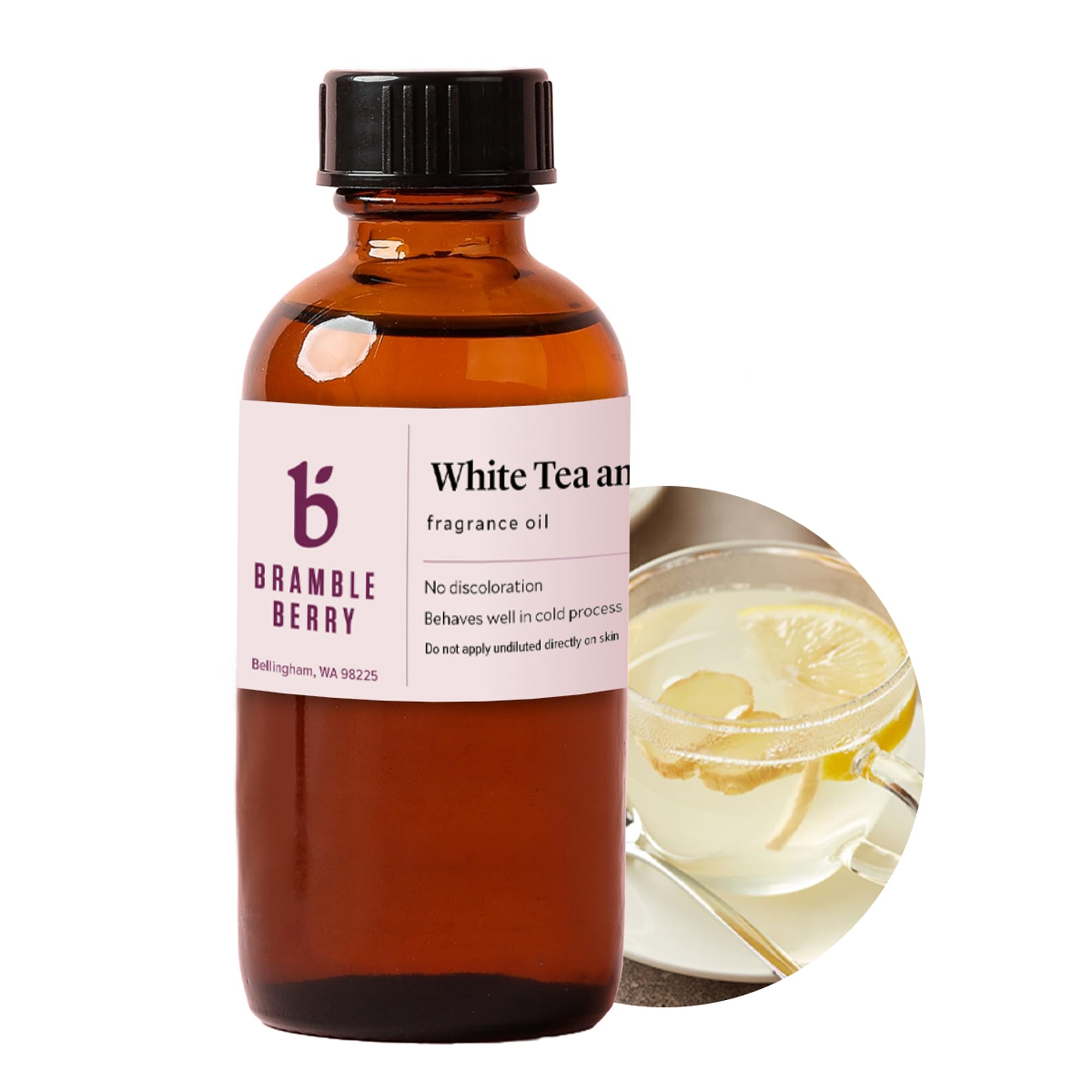 Bramble Berry White Tea and Ginger Fragrance Oil 2 oz | Clean Herbal Citrus Scent for Soap, Candles, Lotion &amp; Bath Bombs | Skin Safe, Vegan, Paraben &amp; Phthalate Free, DIY Craft Essential