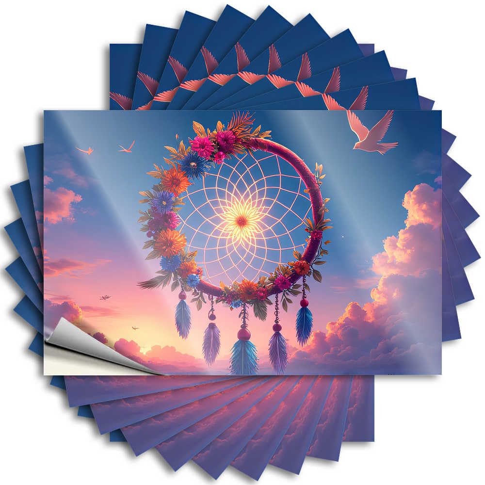 Saying Cool Room Stuff Peel and Stick - Floral Dreamcatcher At Sunset Bumper Smiley Face Waterproof Vinyl for Man(6X9CM)
