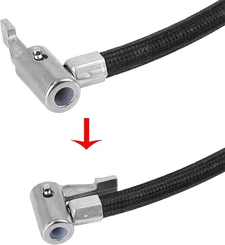 Miniatura 5 de X AUTOHAUX Válvula de neumático de coche de 7.9 in conectar tubo de aire Chuck inflador compresor bomba extensión manguera adaptador 2 unids