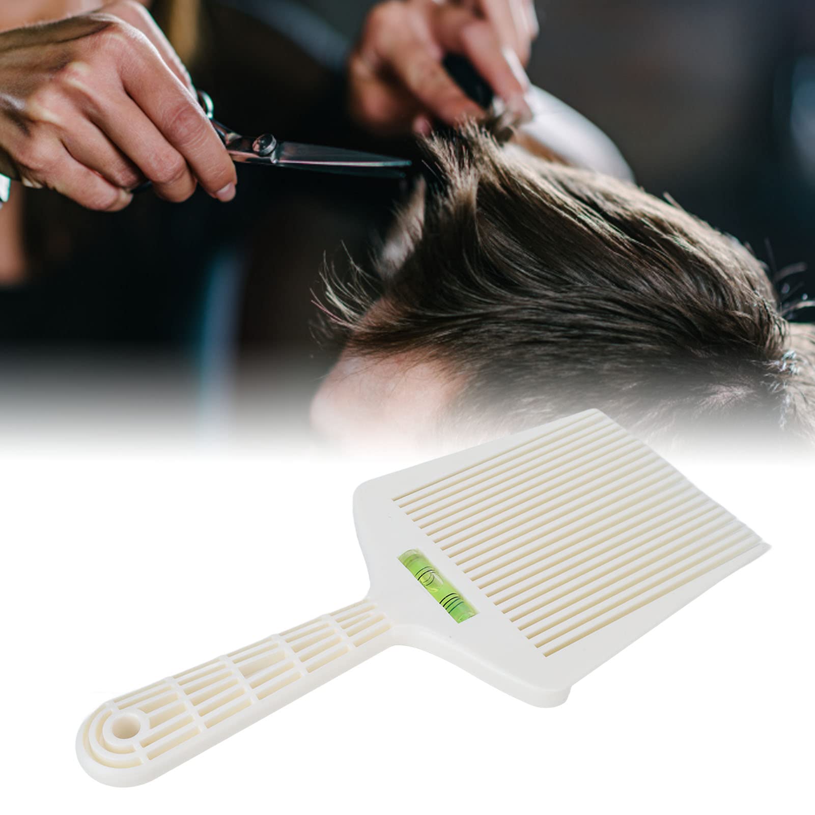 Barber Flat Top Comb - Professional Liquid Oil Hair Cutting Tool with Accurate Water Leveling, Large Teeth, White - Image 2
