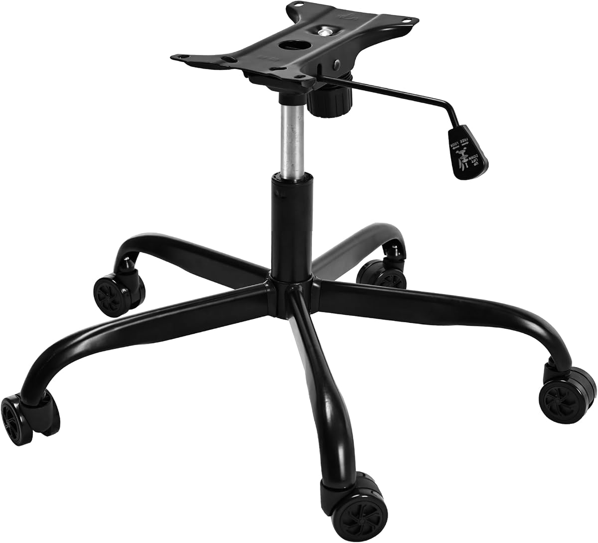 Frassie - Silla de oficina para juegos con base de metal de repuesto con cilindro de soporte de placa inferior, 5 ruedas (negro)