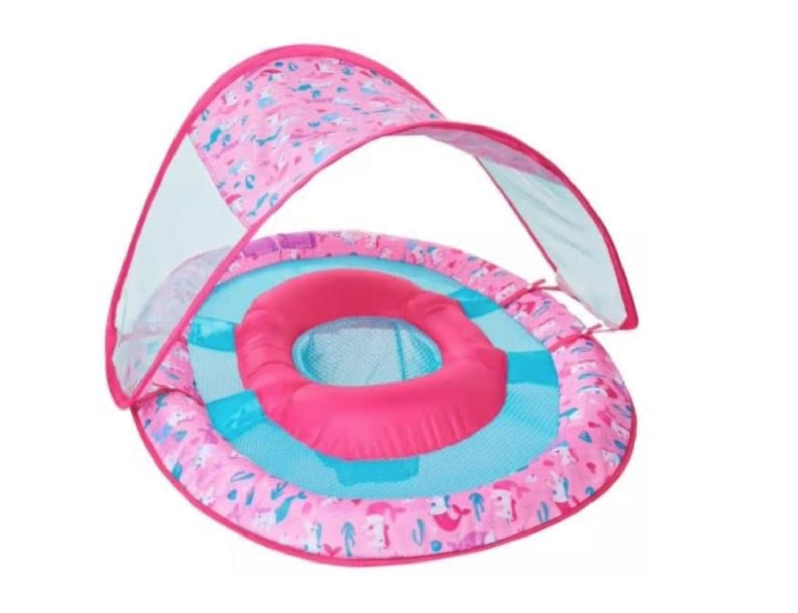 SwimWays Baby Spring Float Sun Canopy - Pink Mermaid Unicorn - 9-24 Months