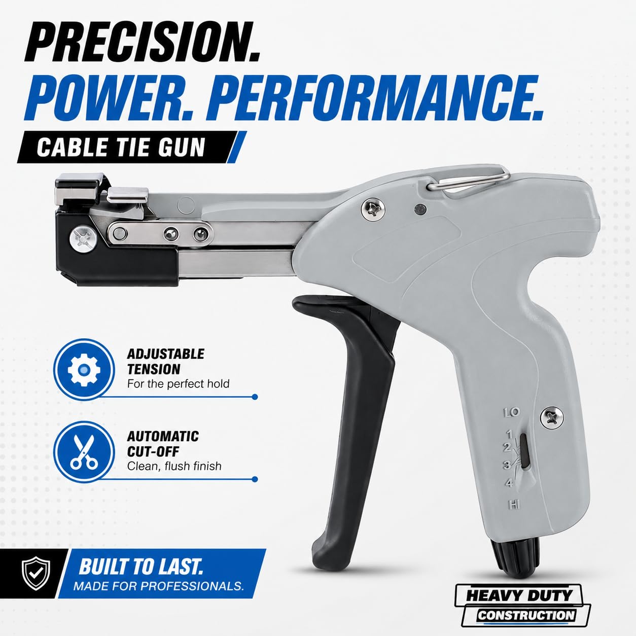 KATSU Tools Pistola per Fascette in Acciaio Inossidabile, Strumento Professionale per Tensionare e Tagliare Automaticamente le Fascette Metalliche 417521
